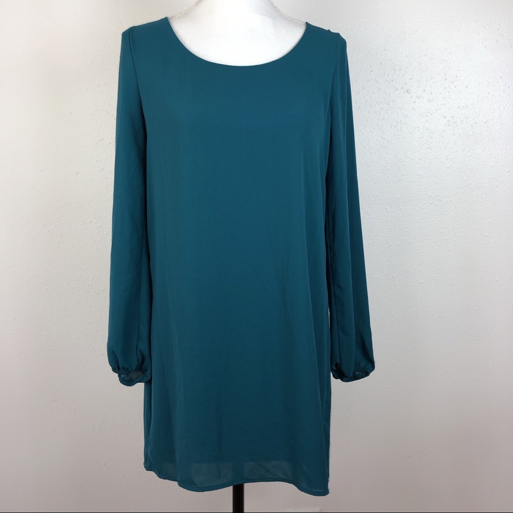 Everly Turquoise Cutout Back Tunic Blouse Size S